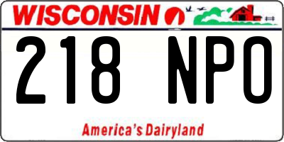 WI license plate 218NPO