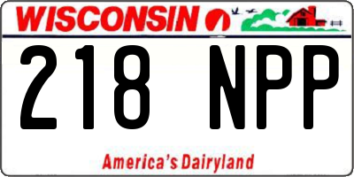 WI license plate 218NPP