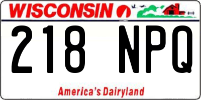 WI license plate 218NPQ