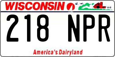 WI license plate 218NPR