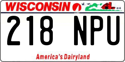 WI license plate 218NPU