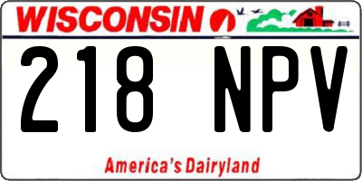 WI license plate 218NPV