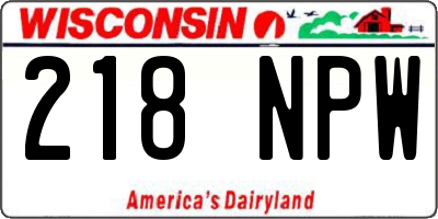 WI license plate 218NPW