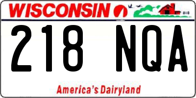 WI license plate 218NQA