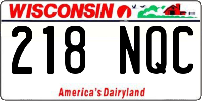 WI license plate 218NQC