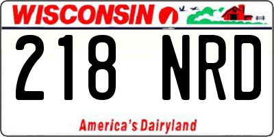 WI license plate 218NRD