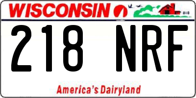 WI license plate 218NRF