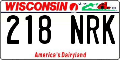 WI license plate 218NRK