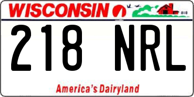 WI license plate 218NRL