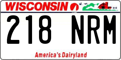 WI license plate 218NRM