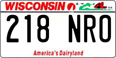 WI license plate 218NRO