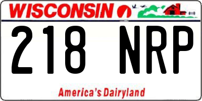 WI license plate 218NRP