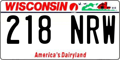 WI license plate 218NRW