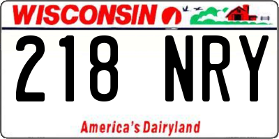 WI license plate 218NRY