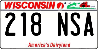 WI license plate 218NSA
