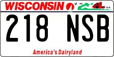 WI license plate 218NSB