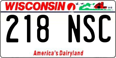 WI license plate 218NSC