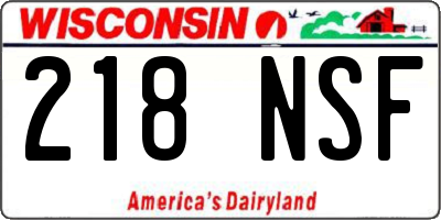 WI license plate 218NSF