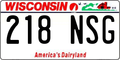 WI license plate 218NSG
