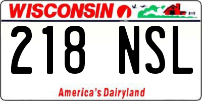 WI license plate 218NSL