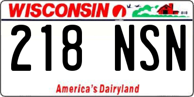 WI license plate 218NSN