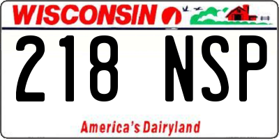 WI license plate 218NSP