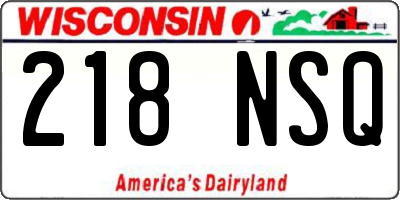 WI license plate 218NSQ