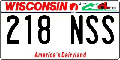WI license plate 218NSS