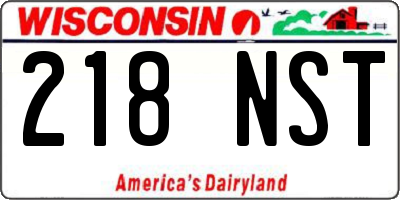 WI license plate 218NST