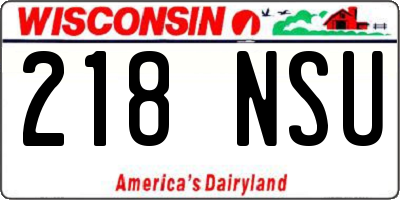 WI license plate 218NSU