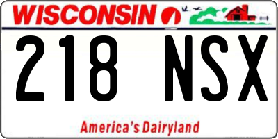 WI license plate 218NSX