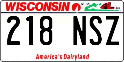 WI license plate 218NSZ