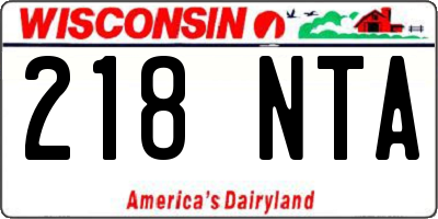 WI license plate 218NTA