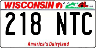 WI license plate 218NTC