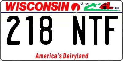 WI license plate 218NTF