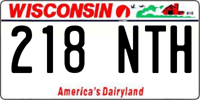 WI license plate 218NTH