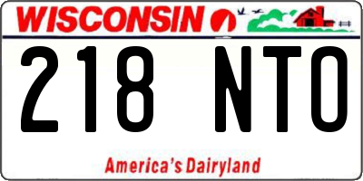 WI license plate 218NTO