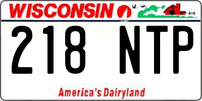WI license plate 218NTP