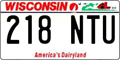 WI license plate 218NTU