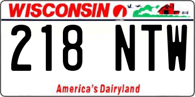 WI license plate 218NTW