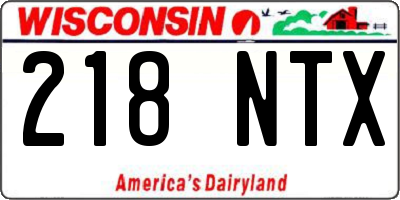 WI license plate 218NTX