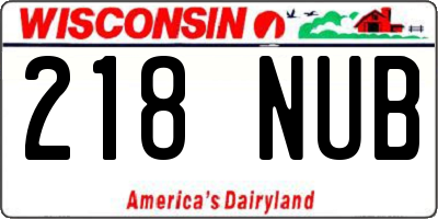 WI license plate 218NUB