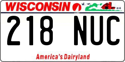 WI license plate 218NUC