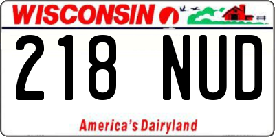 WI license plate 218NUD