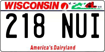 WI license plate 218NUI