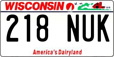 WI license plate 218NUK