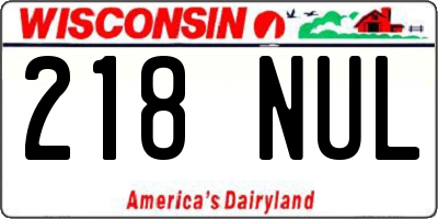 WI license plate 218NUL