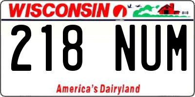 WI license plate 218NUM