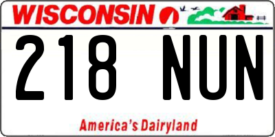 WI license plate 218NUN