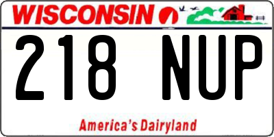 WI license plate 218NUP